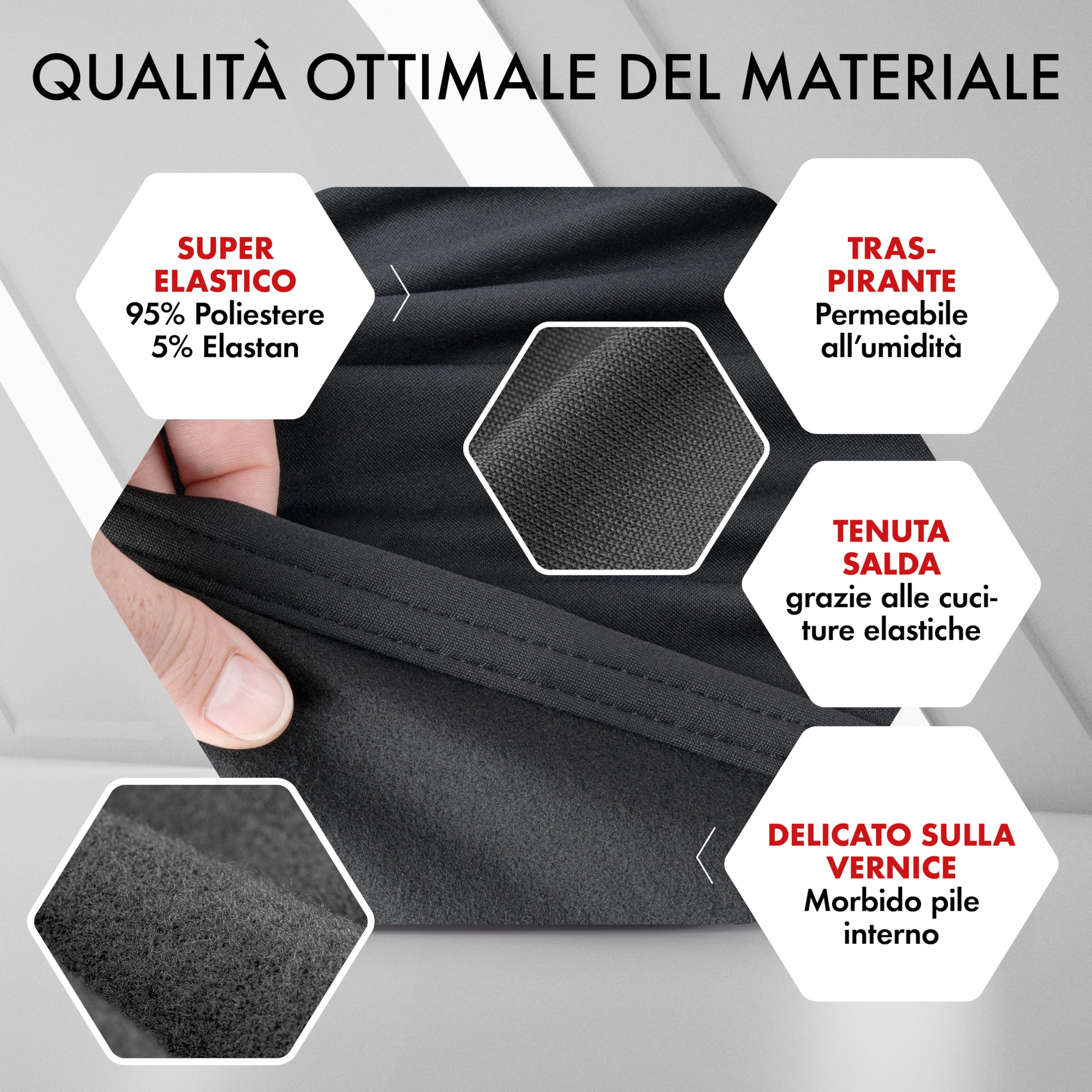 WALSER Premium Telo Copriauto da Interno Stretch Plus - Elasticizzato e Antipolvere, Morbido per Uso Interno, Copertura Protettiva per Auto, Misura 1, Rosso