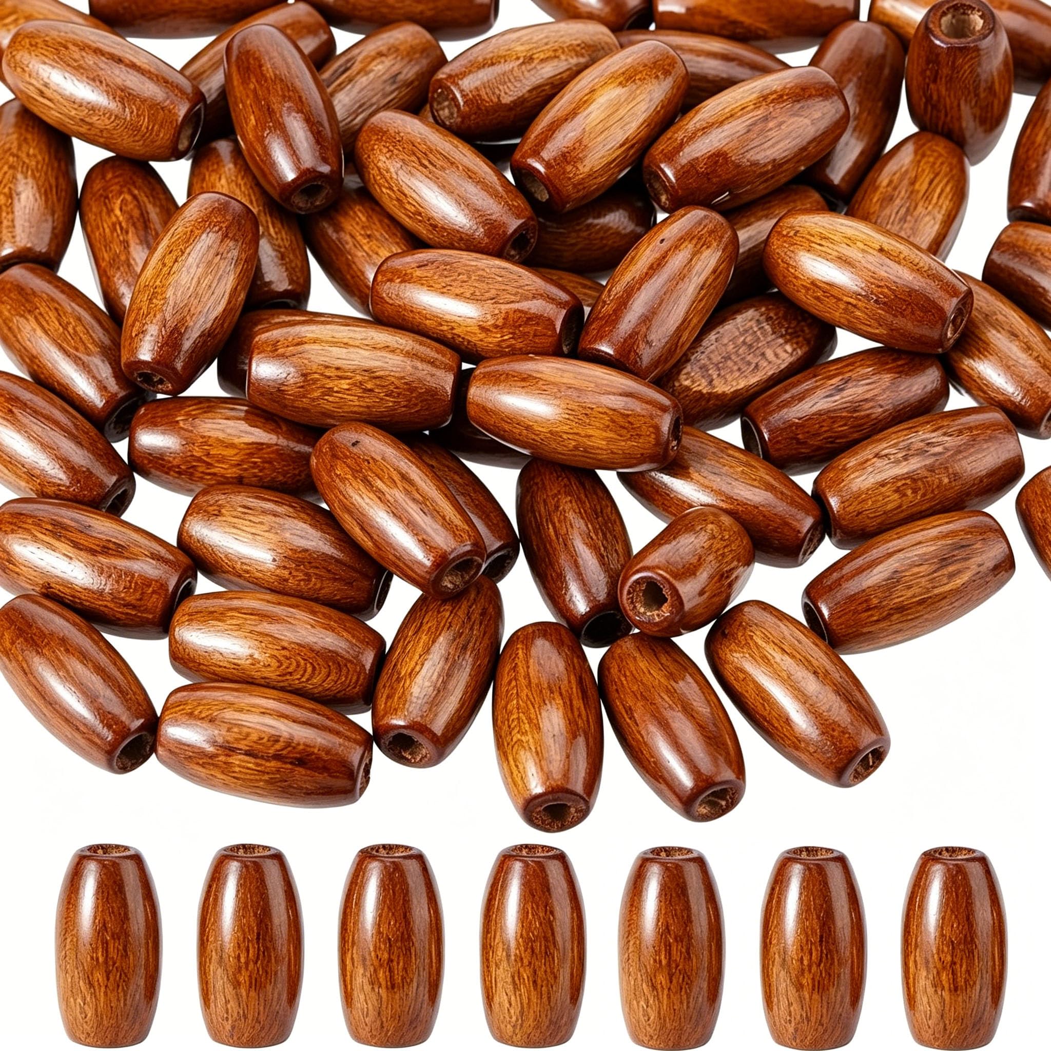 DICOSMETIC 600Pcs Wooden Beads Oval Natural Wood Beads 15x7mm Macrame Beads Large Hole Beads Handmade Crafts Loose Beads Coconut Brown Wood Beads for DIY Bracelet Jewelry Making Party Decor