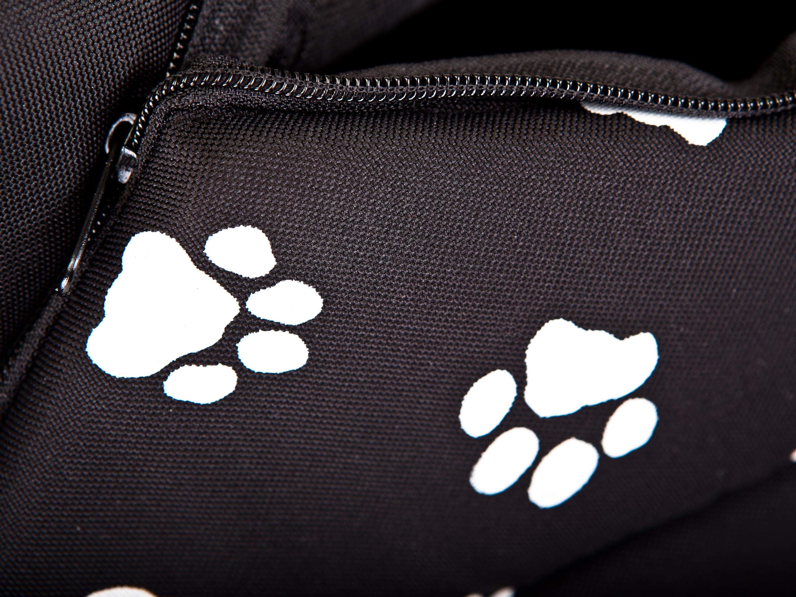 Pillowprim Hundehütte Hundehöhle Hundebett Hundehaus Katzenhöhle mittle M - 44x38 cm schwarz mit Pfoten