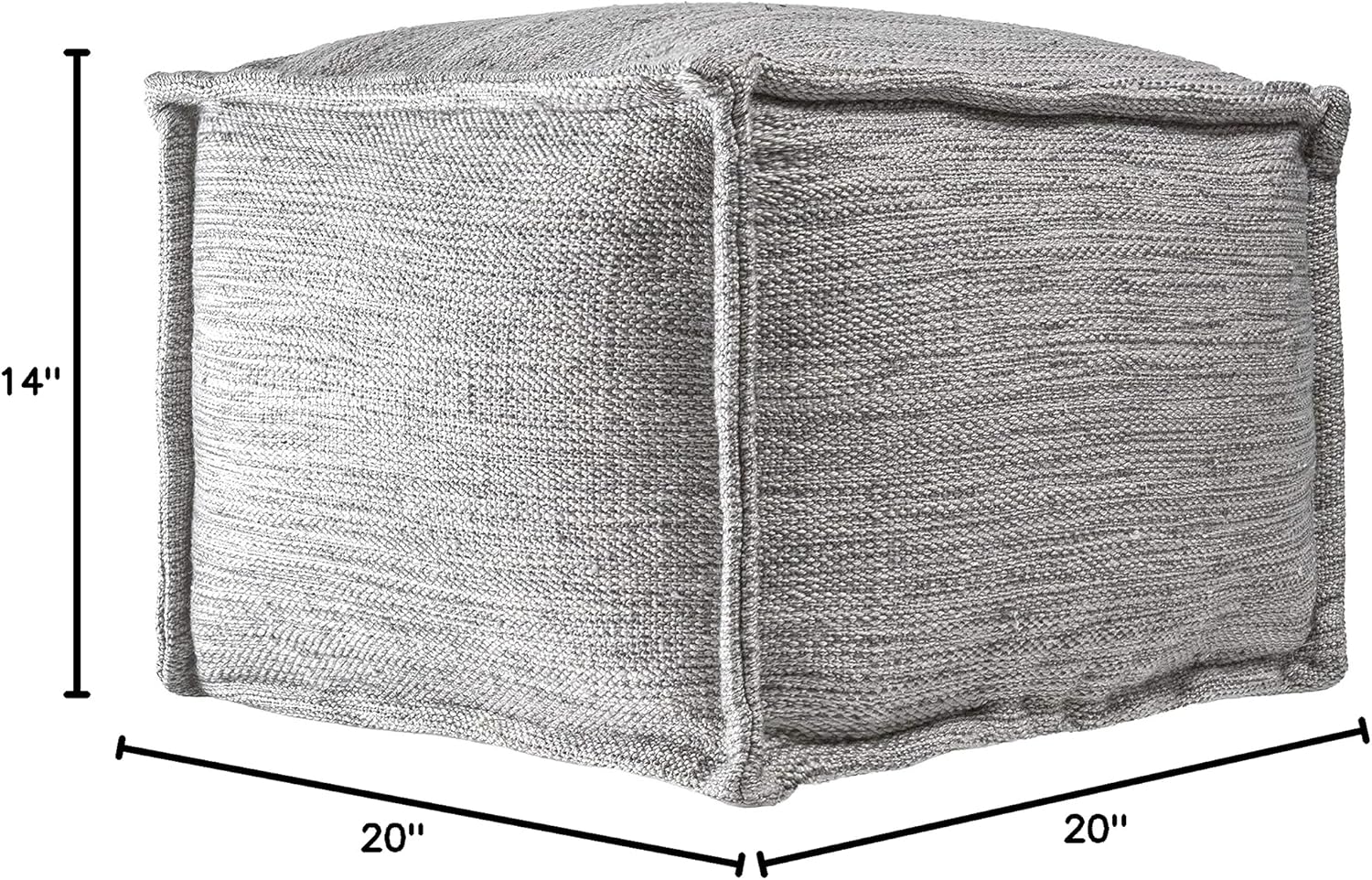 Contemporary Gray Flatwoven Indoor/Outdoor Ottoman Pouf