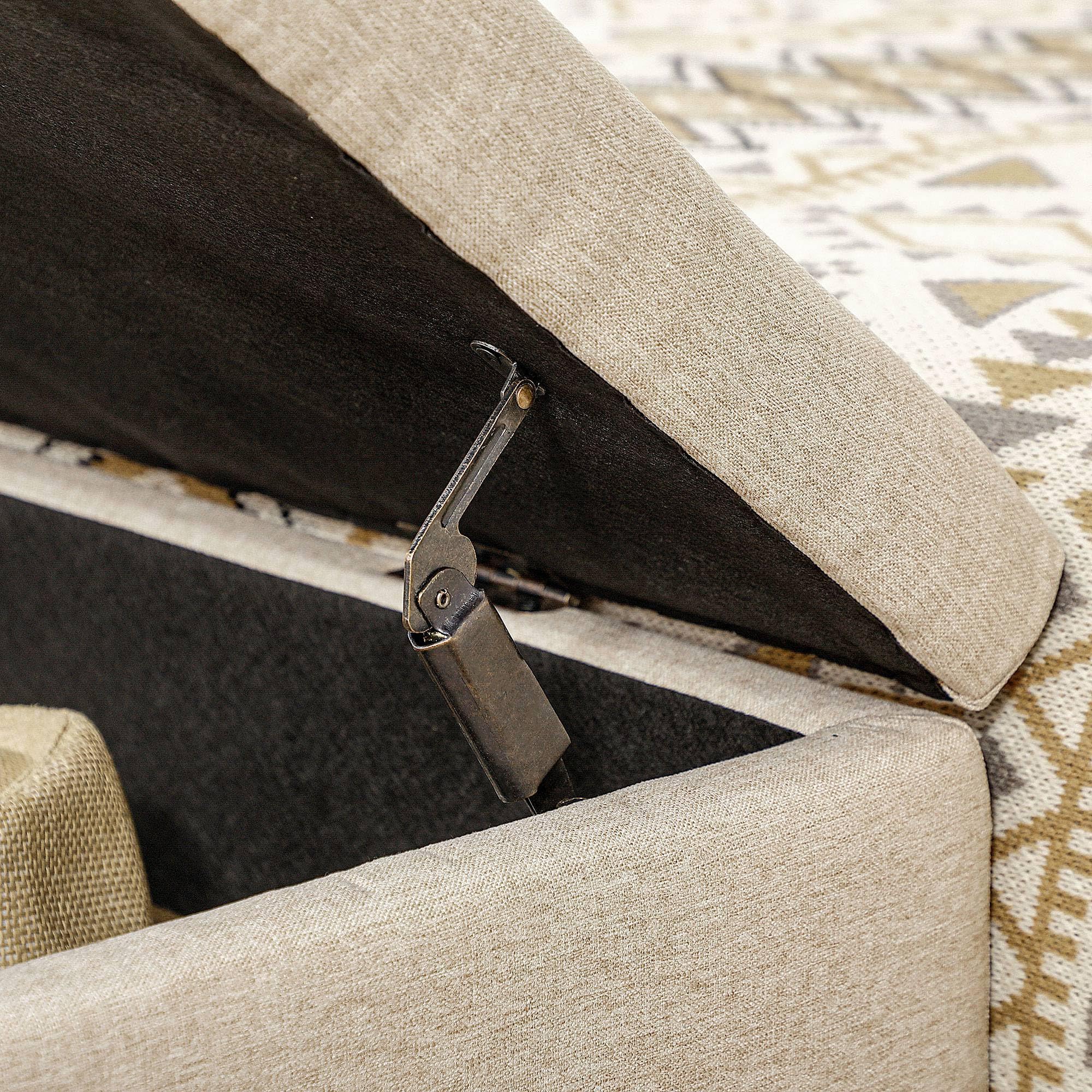 HOMCOM Panca Contenitore Rettangolare con Seduta Imbottita e Gambe in Acciaio, Pouf Poggiapiedi in Tessuto Effetto Lino per Camera da Letto e Soggiorno, 110x44x49 cm, Beige