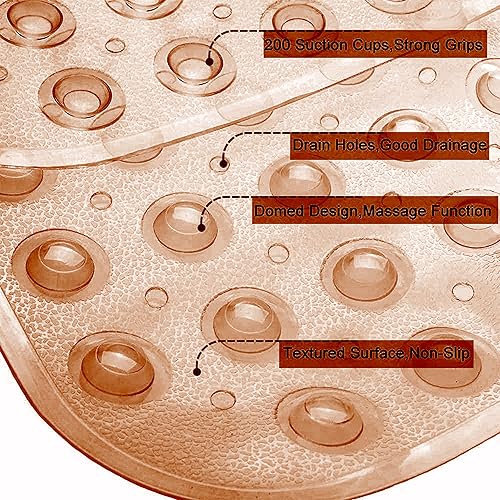 Miniatura 4 de Tapetes para bañera y ducha, tapete de baño antideslizante extra largo (39 x 16 pulgadas), lavable a máquina para baño (marrón transparente)