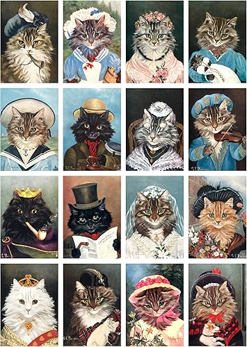 Vista 20 de Decoupage - Paquete de papel (35 hojas de 6 x 8 pulgadas) retrato de gato Van Gogh FLONZ Vintage Pictures Reimpresión tarjetas para decoupage