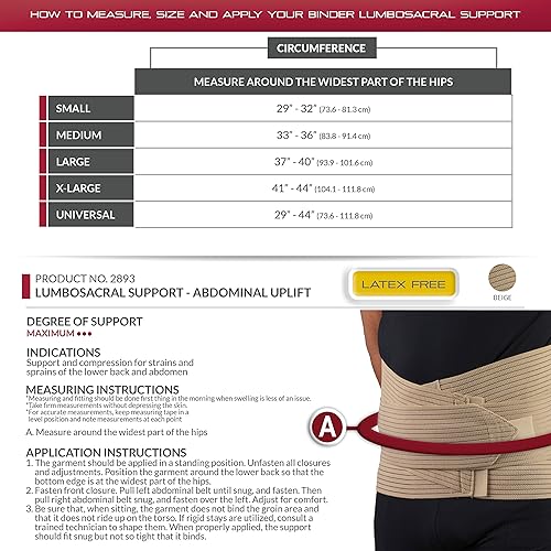 Miniatura 2 de OTC Soporte lumbo-sacro, elevación abdominal, espalda baja de 11 pulgadas, elástico