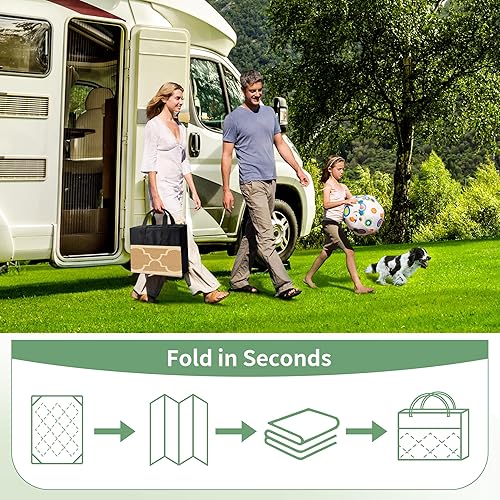 Miniatura 5 de GENIMO Alfombra de exterior impermeable de 6 x 9 pies para decoración de patio, plegable, reversible, de plástico, para cámper, caravana, terraza,