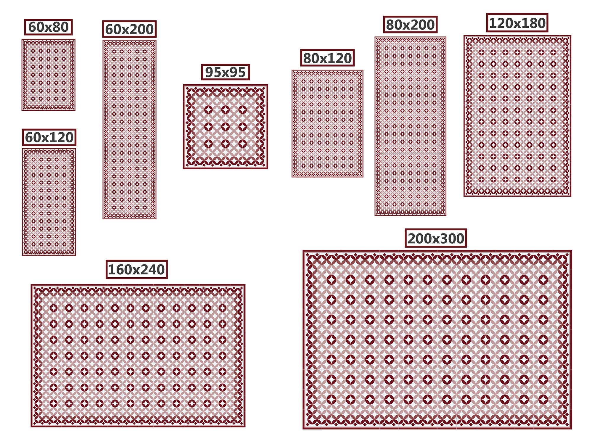 Oedim Tapis Mosaico Granate imitation carreaux pour chambres PVC | 120 x 180 cm | Moquette PVC | Sol vinyl | Décoration de la maison | Sol de protection |