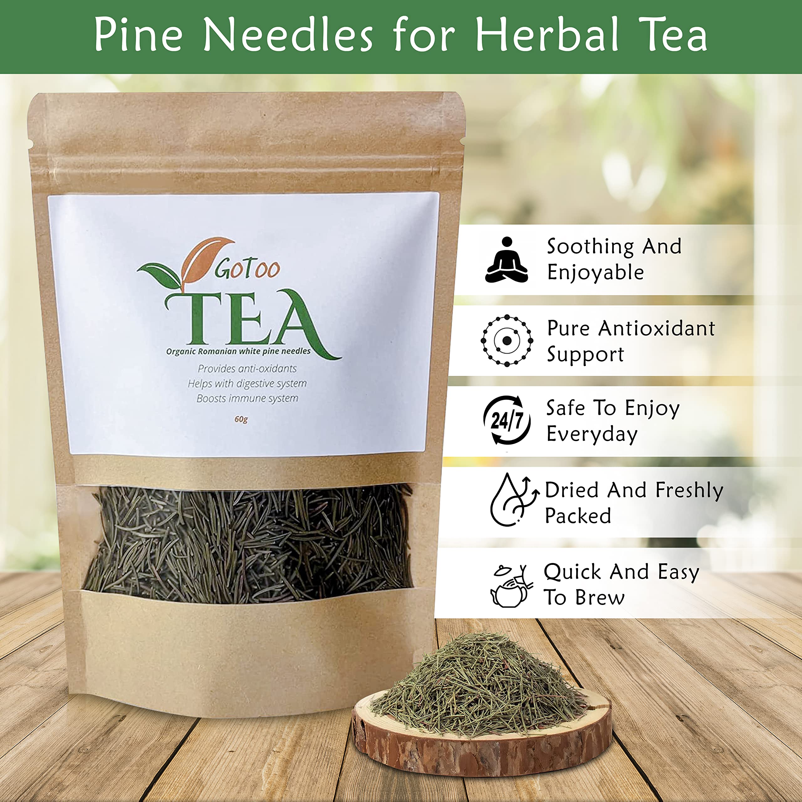 Buy GoToo Pine Needle Tea Romanian Dried Loose White Pine Needles for