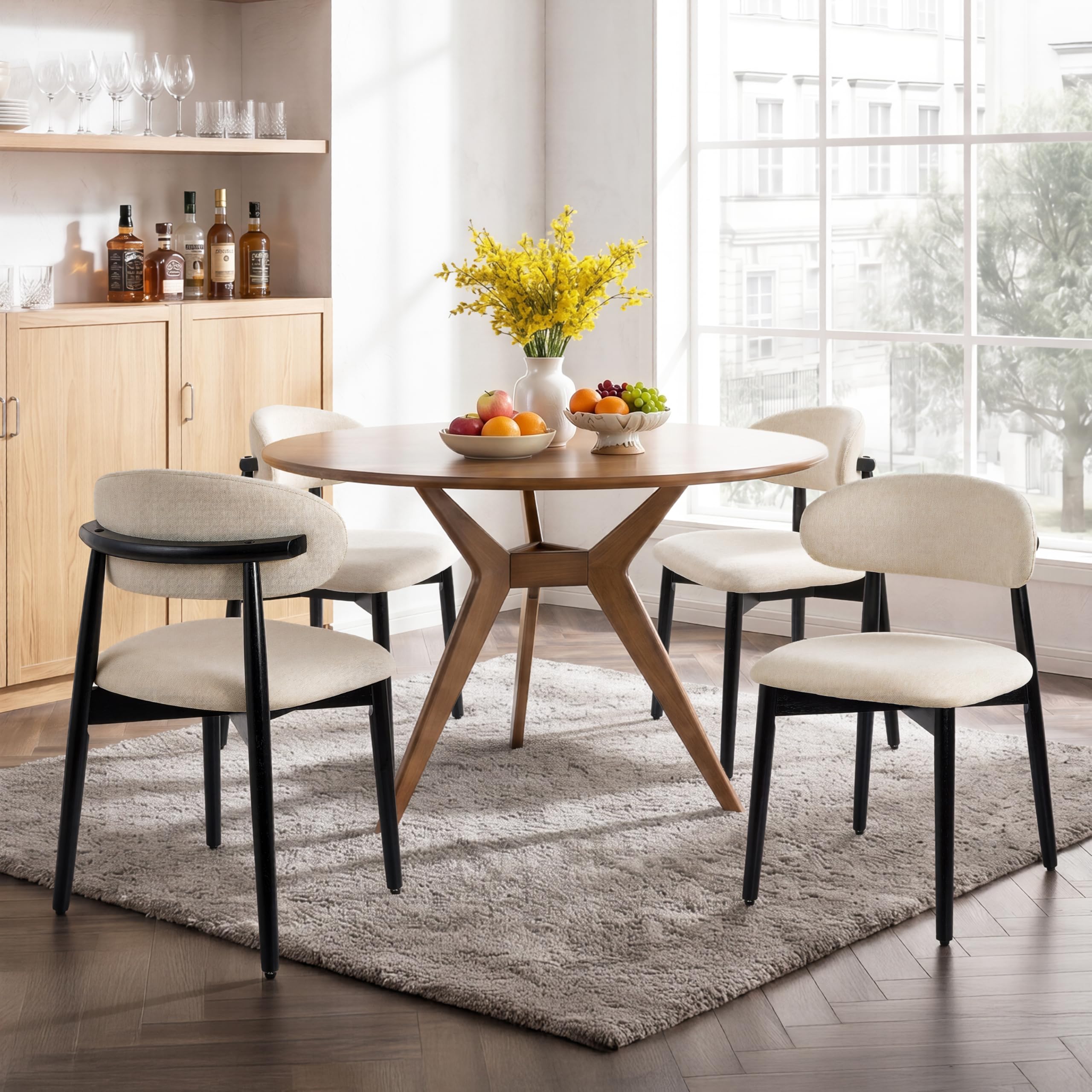 Modern Farmhouse Curved Back Dining Chairs Set of 4
