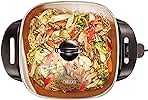 BELLA Electric Skillet and Frying Pan with Glass Lid, Nonstick Coating, Cool Touch Handles, Removable Heating Probe, Dishwasher Safe, 12 x 12 inch, Copper