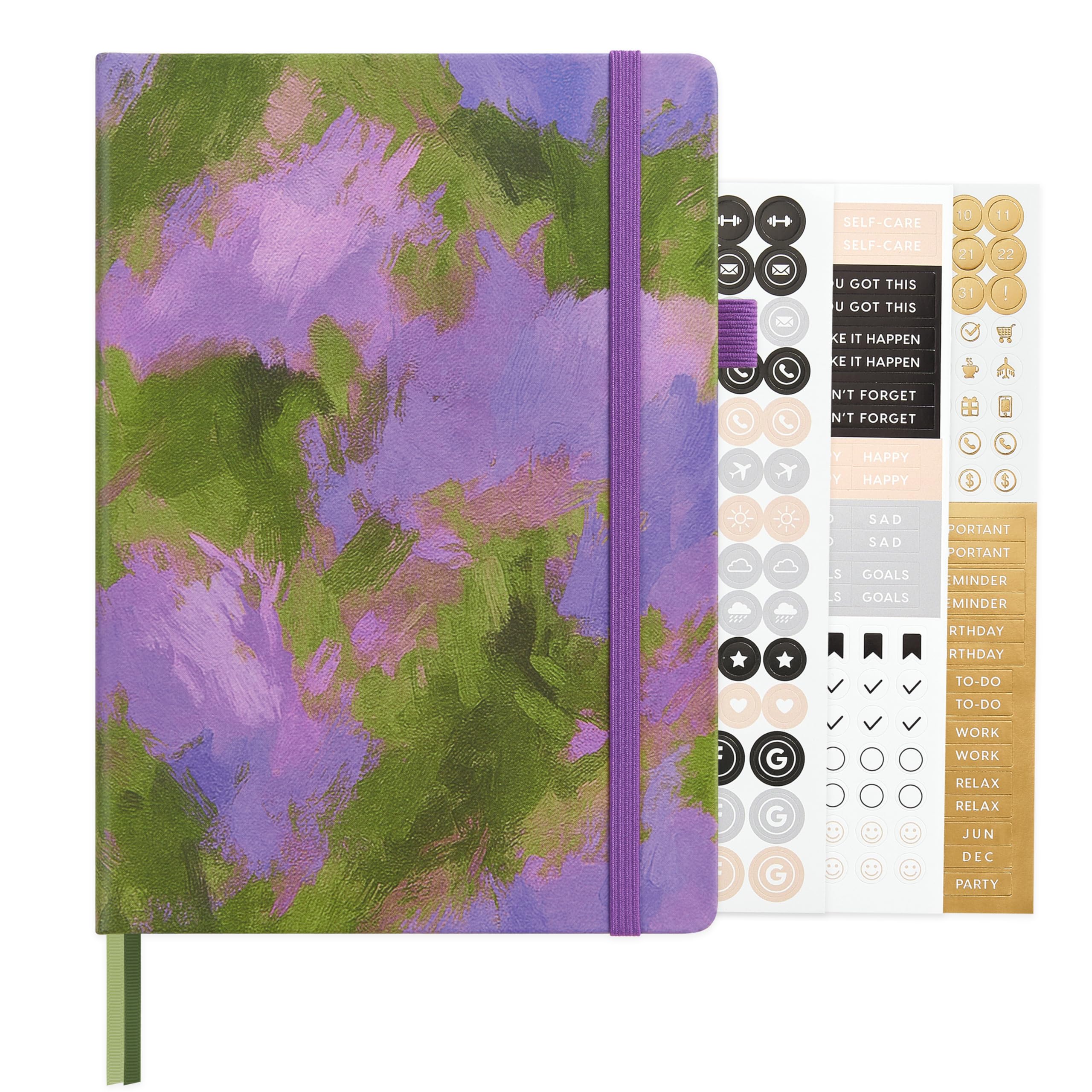 &And Per Se Dotted Journal Notebook for Women&Men with Pattern, A5 Leather Hardcover, 160 Pages 100GSM Thick Dotted Paper, 3 Sheets of Stickers Included, 5.7'' x 8'' (Lavender Grove)