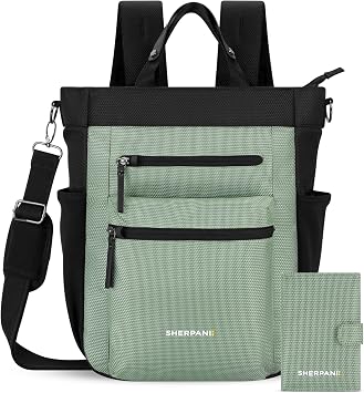 Sherpani Travel Combo Soleil Anti Theft Convertible Backpack, Crossbody, Tote with Vienna RFID Blocking Passport Holder Aloe Mist