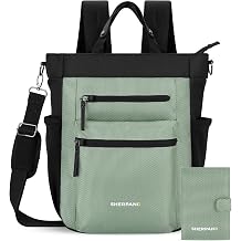 Sherpani Travel Combo Soleil Anti Theft Convertible Backpack, Crossbody, Tote with Vienna RFID Blocking Passport Holder Aloe Mist