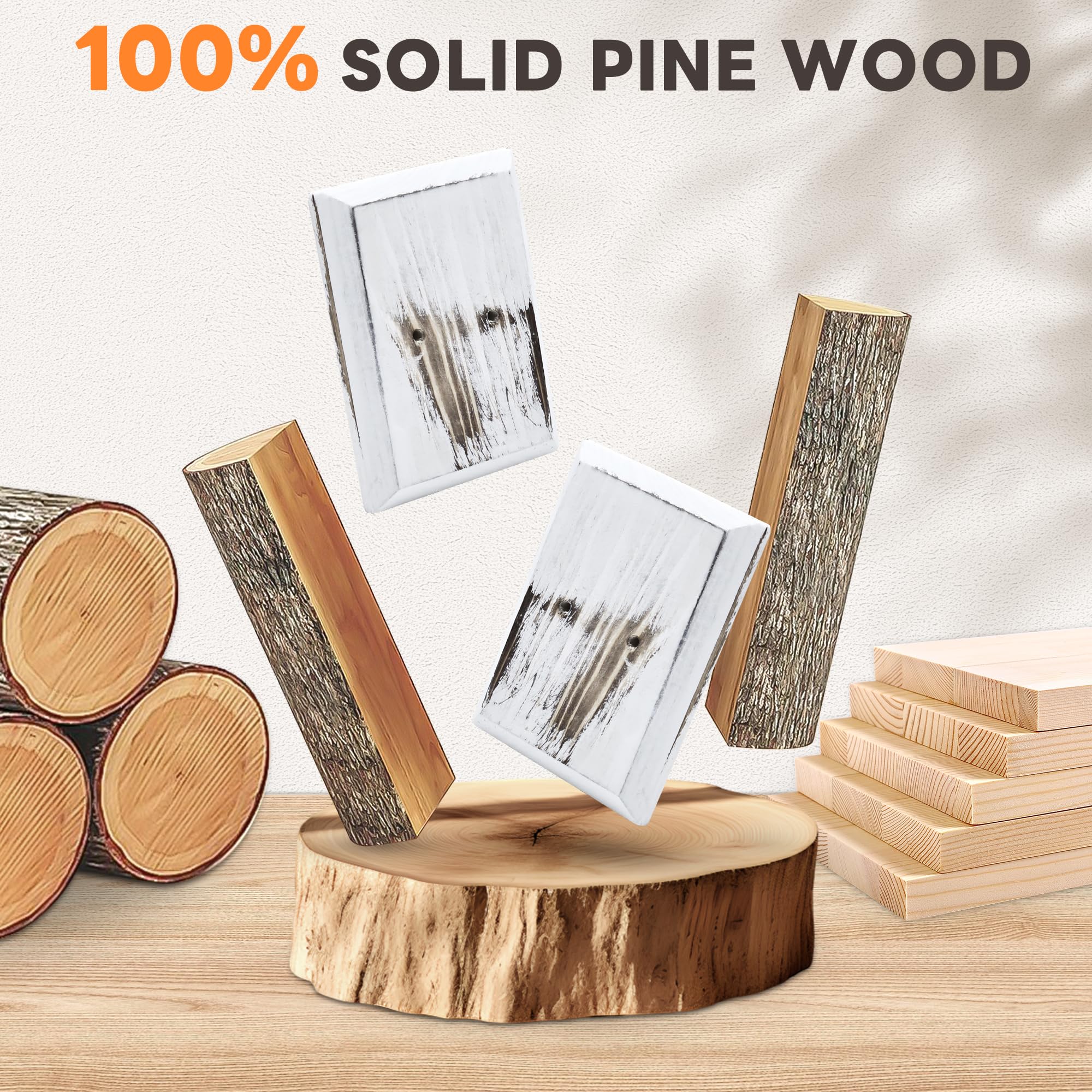 Paquete de 2 ganchos de pared de madera de pino, perchero adhesivo o para toallas de baño, perchas decorativas rústicas para entrada para sombreros, llaves, bolsos, bolsos, color blanco