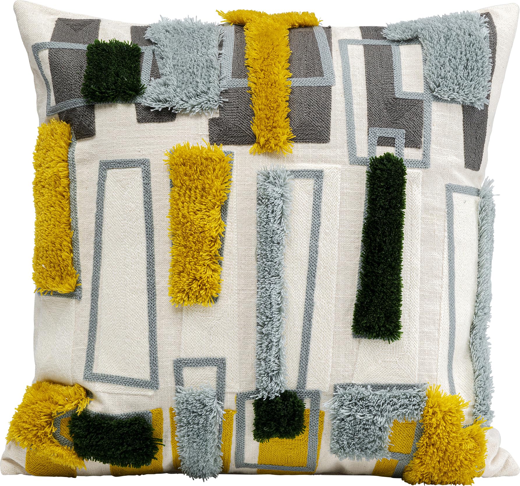 Kare Design Kissen Geometric Gold, Dekokissen mit Füllung, mit Reißverschluss, Wurfkissen, geometrisches Muster, Zierkissen, Sofakissen, abnehmbarer Bezug, Woll- und Baumwollanteil, 45x45cm