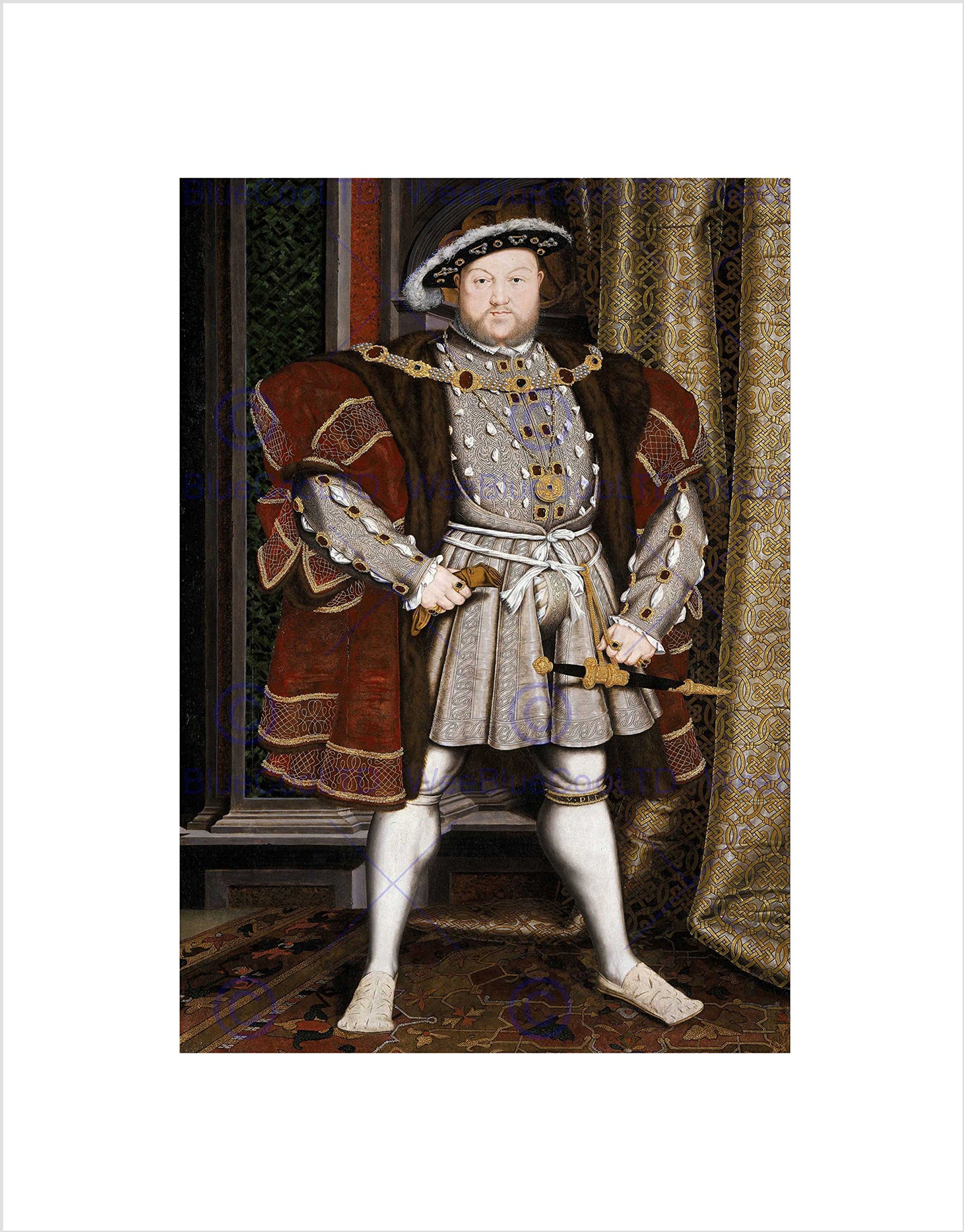 Wee Blue Coo Antique Holbein Junior Henry Tudor VIII King England Wall Art Print
