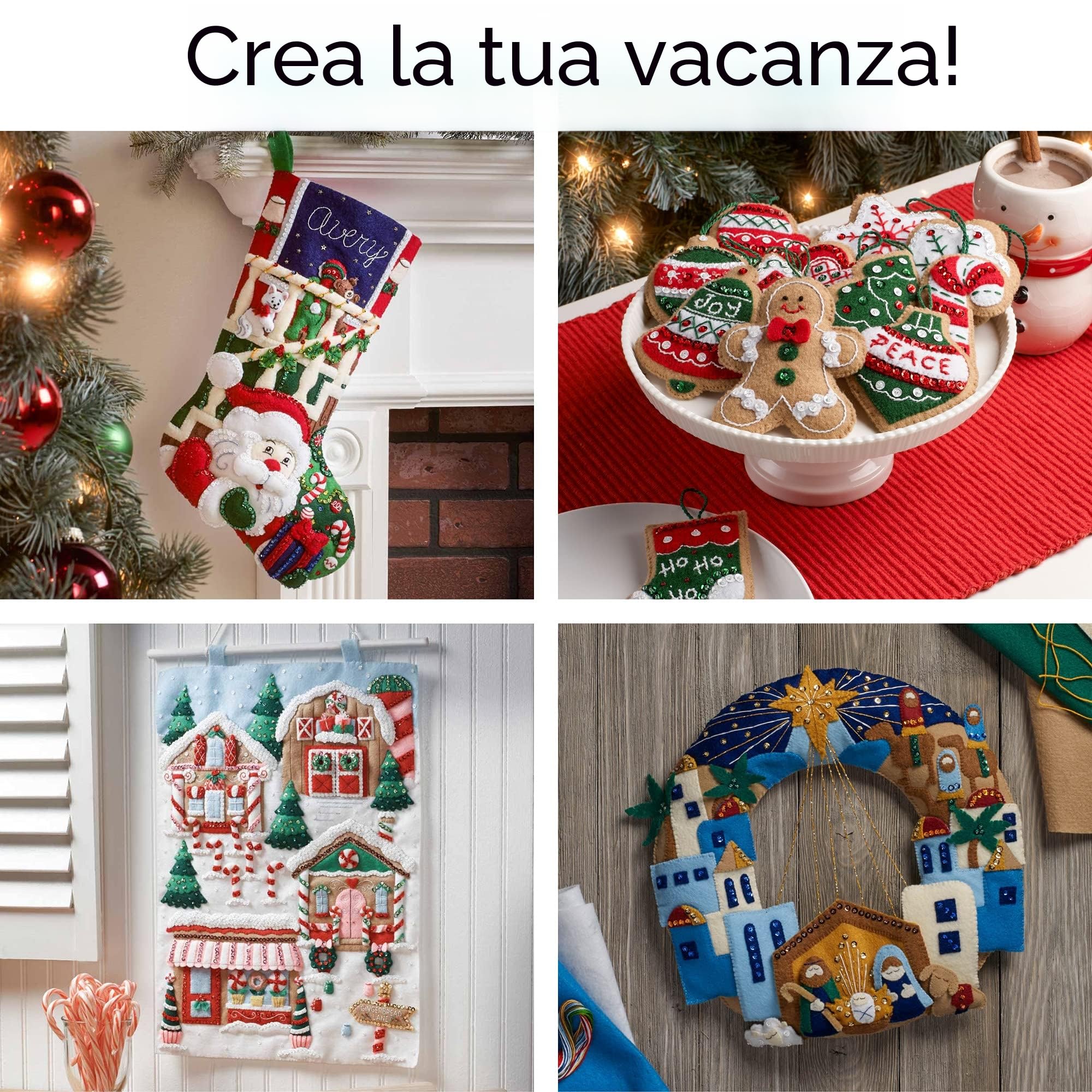 Bucilla Natale Giocattoli Corona Kit Applique Felt