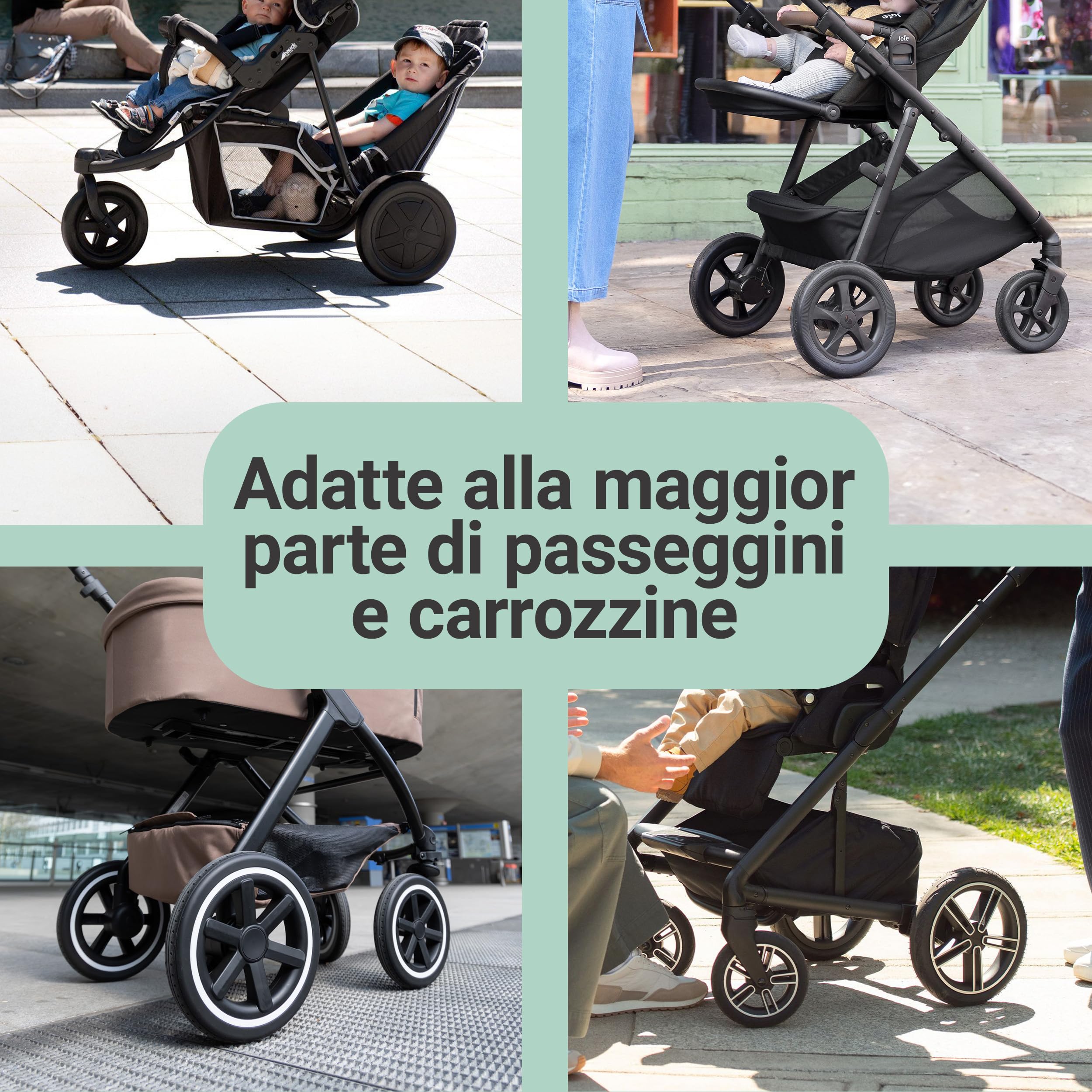 Zamboo Copriruota Passeggino - Set di 4 Coperture Esterne per Ruote Buggy - Copriruote Carrozzina Impermeabili per Auto e Casa - Nero