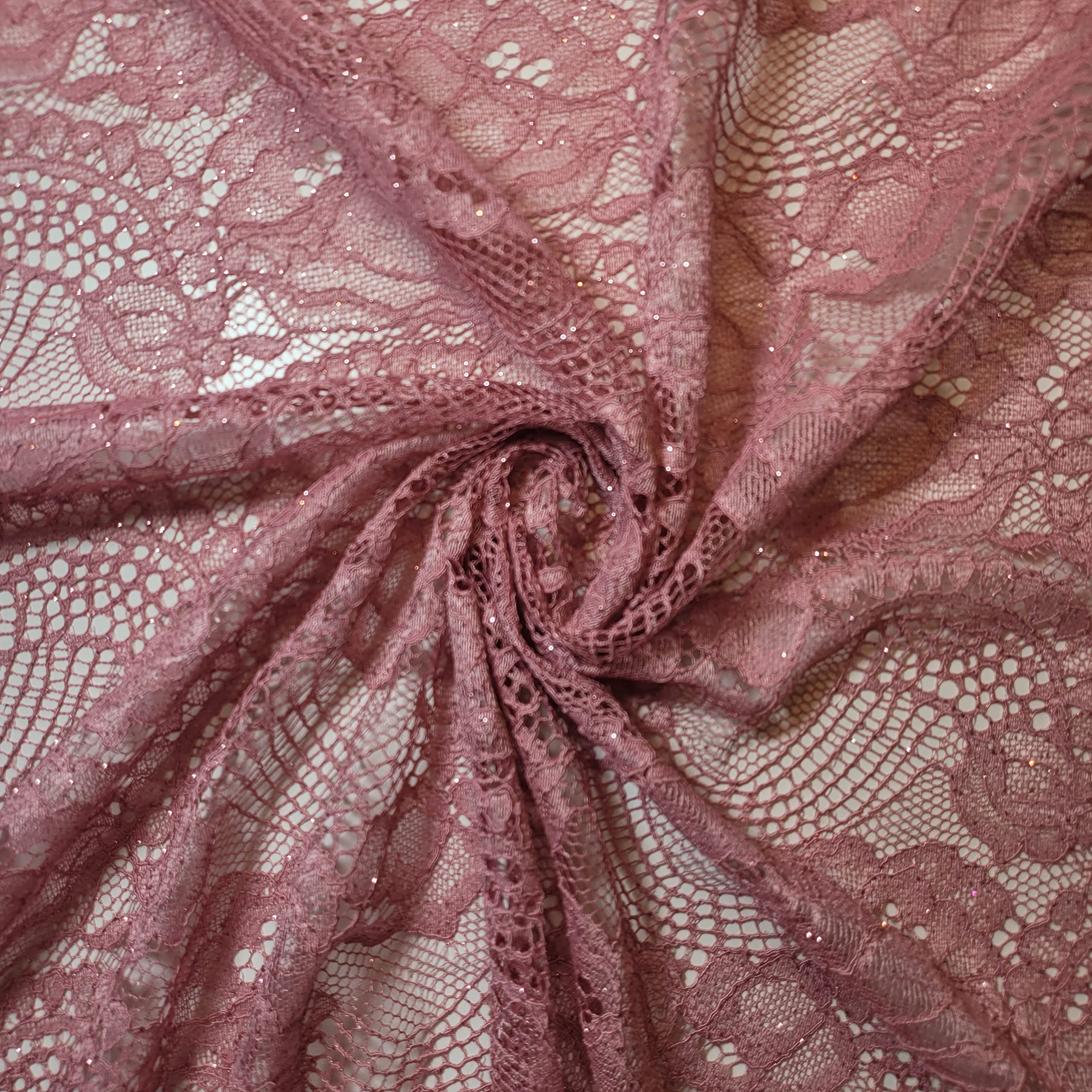 African Vintage Embroidery Bridal Nigerian French Embroidery Corded Budget Guipure Lace Mesh Net Fabric 54" Corded Budget Guipure Lace Mesh Net Fabric 54" (1 Meter, Pink Corded Floral) — image 1