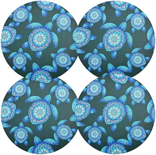Miniatura 2 de Sea Turtles Mandala Blue PVC Plate Mat, Washable Placemat Heat Resistant for Kitchen one sizex4
