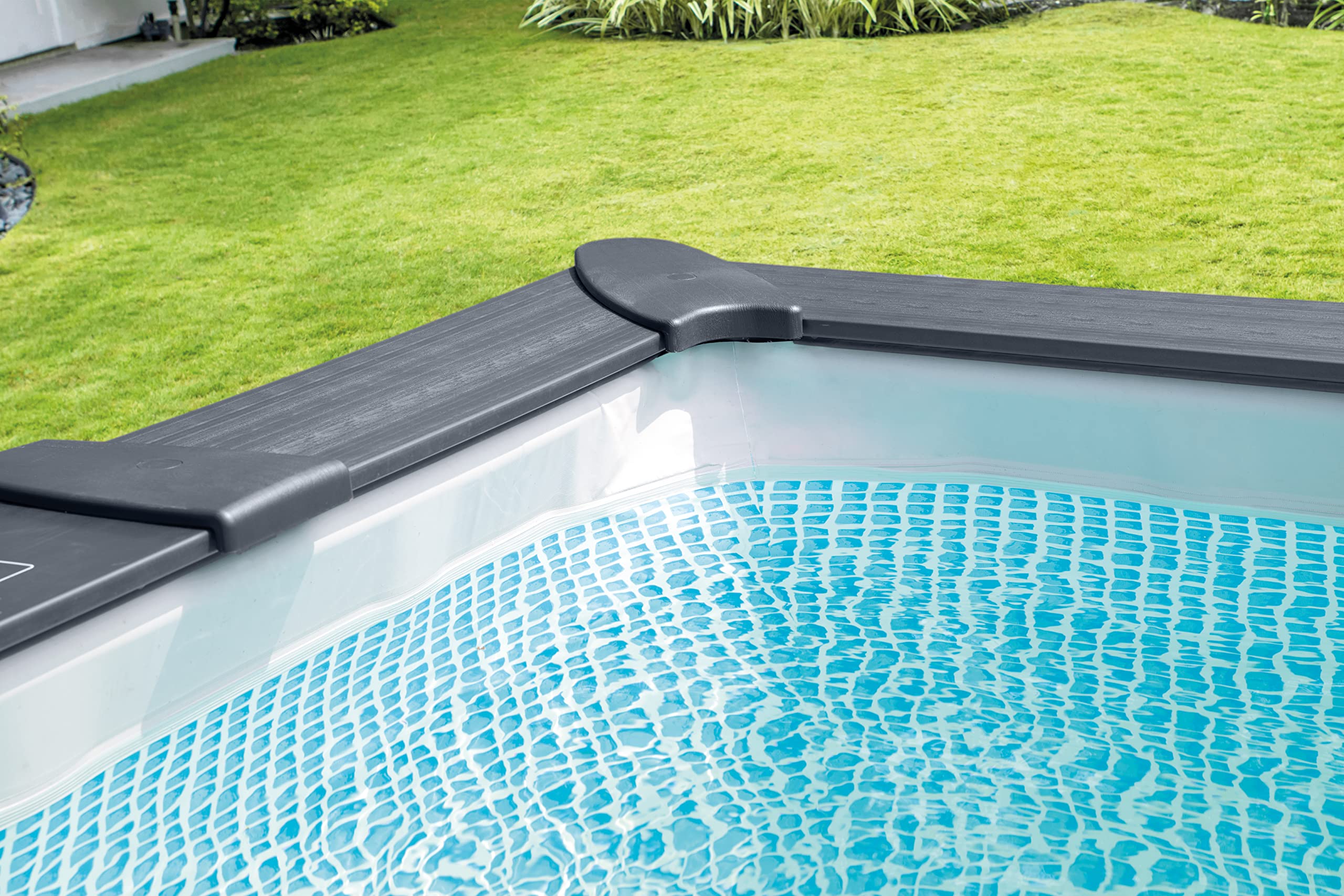 Intex 26396NP - Piscina Graphite Gray Panel Rettangolare, con Pompa Filtro a Sabbia 3500 L/h, Scaletta e Teli, 400x300x124 cm