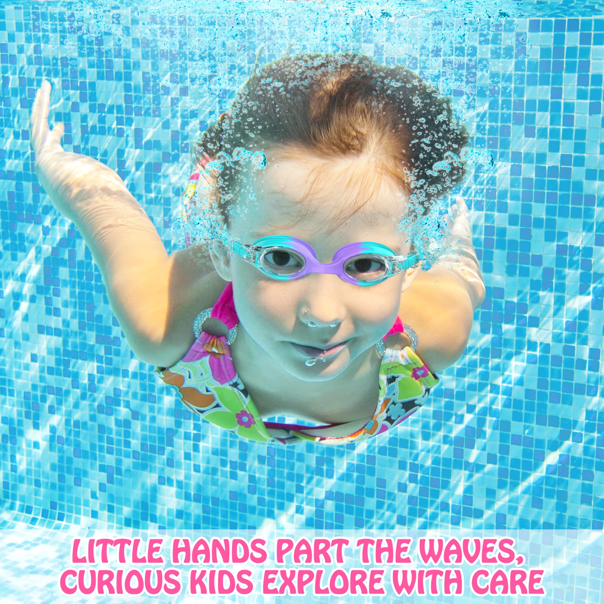Lunette Piscine Enfant 2 Pcs Anti-Buée Protection UV Silicone 3-12 Ans