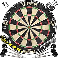 Viper by GLD Products Shot King Regulation Sisal Dartboard Set - Self-Healing Fibers, Radial Spider Wire, Rotating Ring, 6 Steel Tip Darts