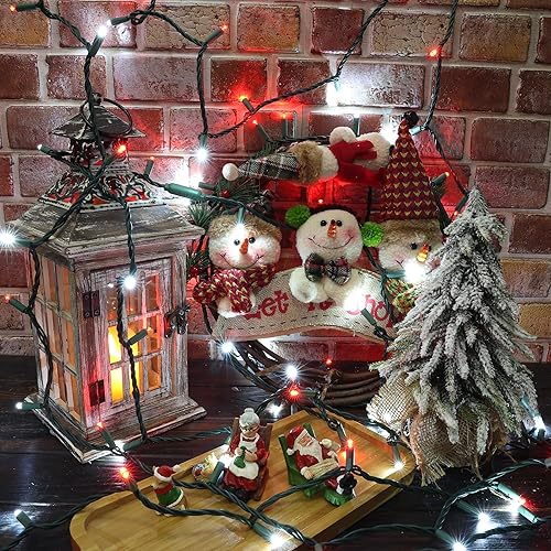 Miniatura 9 de Brizled Luces de Navidad rojas y blancas, 33 pies, 100 luces LED para árbol de Navidad de 0.197 in, mini luces de Navidad de gran angular