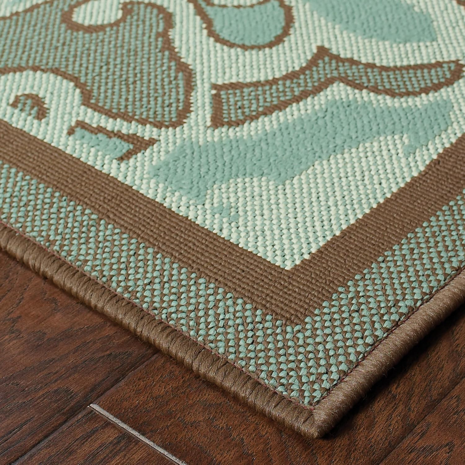 Oriental Weavers Montego Indoor/Outdoor Rug - 2335L - 1'9" x 3'9" - in Blue/Brown - Classic Casual Style, Water, Stain and Fade Resistant, Hose Clean, Patio, Outdoor Living Area Rug