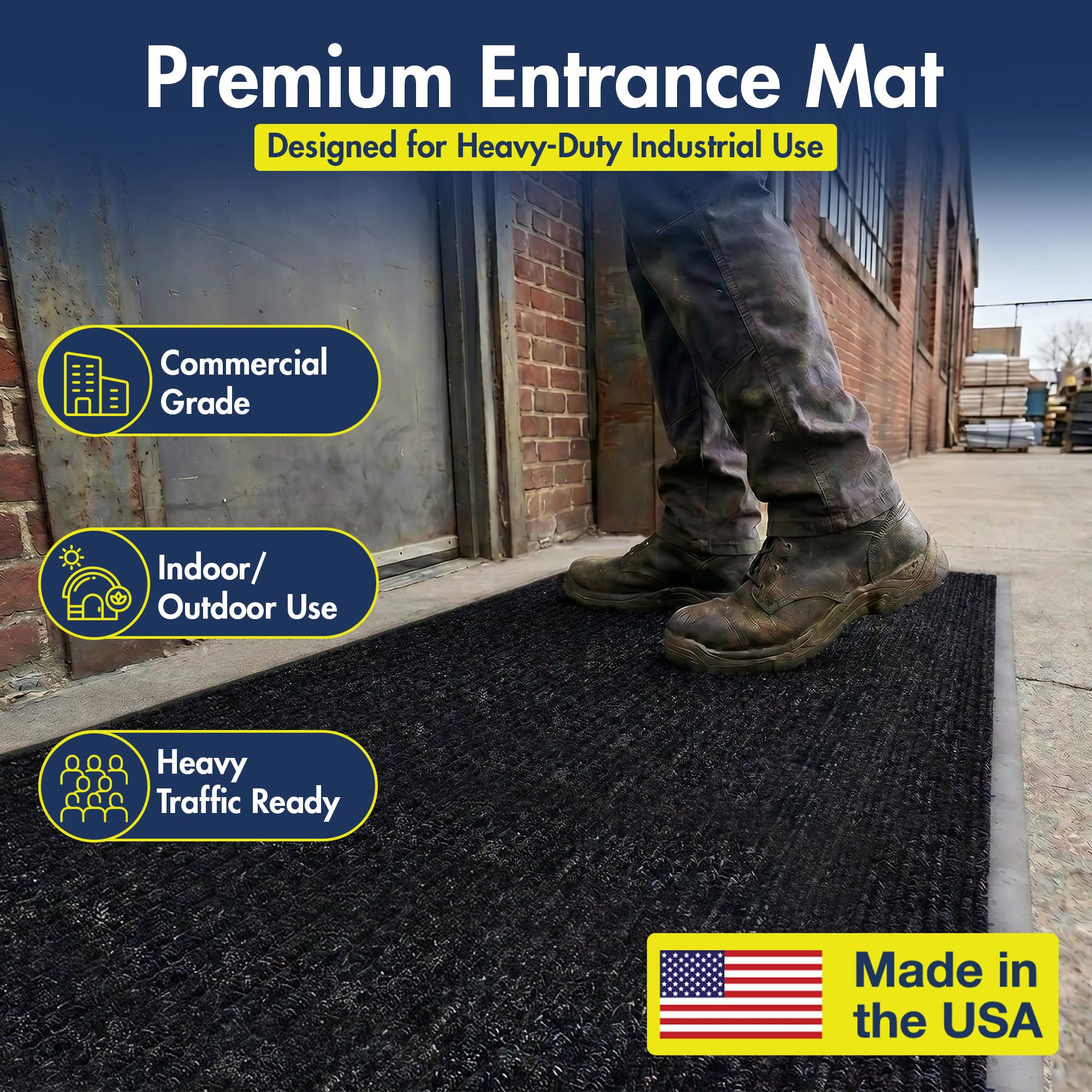 Notrax 109 Industrial Door Mat, 3' x 10' Charcoal, Made in the USA — Amazon image 3