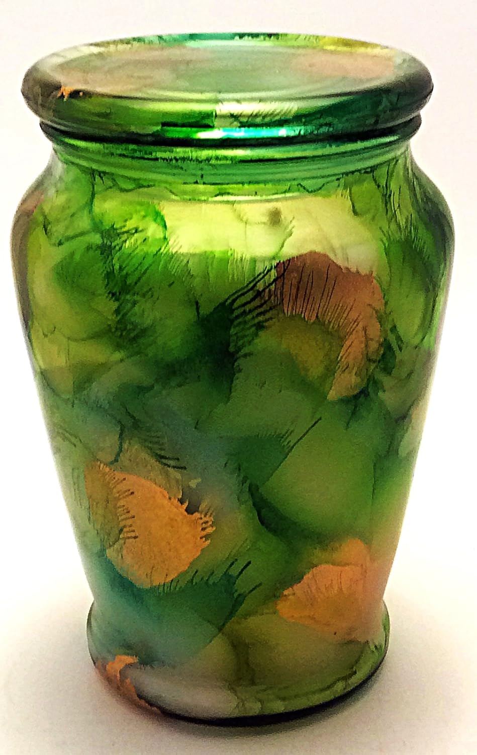 24 ounce Hand painted glass extra large Soy Candle with lid