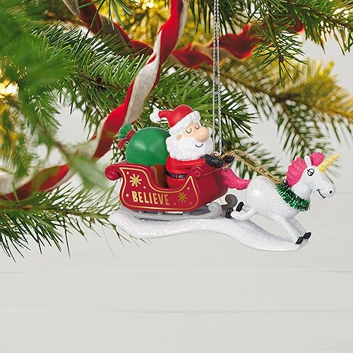 Miniatura 6 de Hallmark Keepsake Adorno de Navidad 2021, Just Believe Santa con unicornio