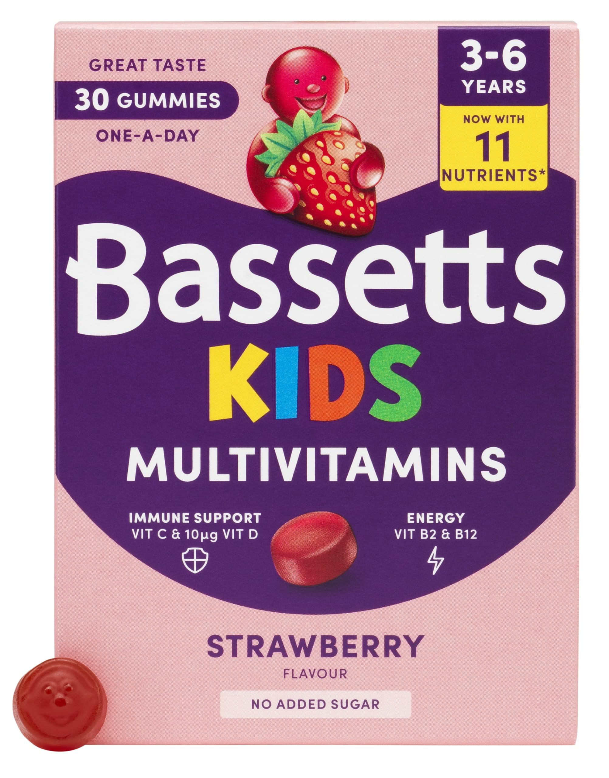 Bassetts Kids Multivitamins 3-6 Years Strawberry Flavour 30 Gummies
