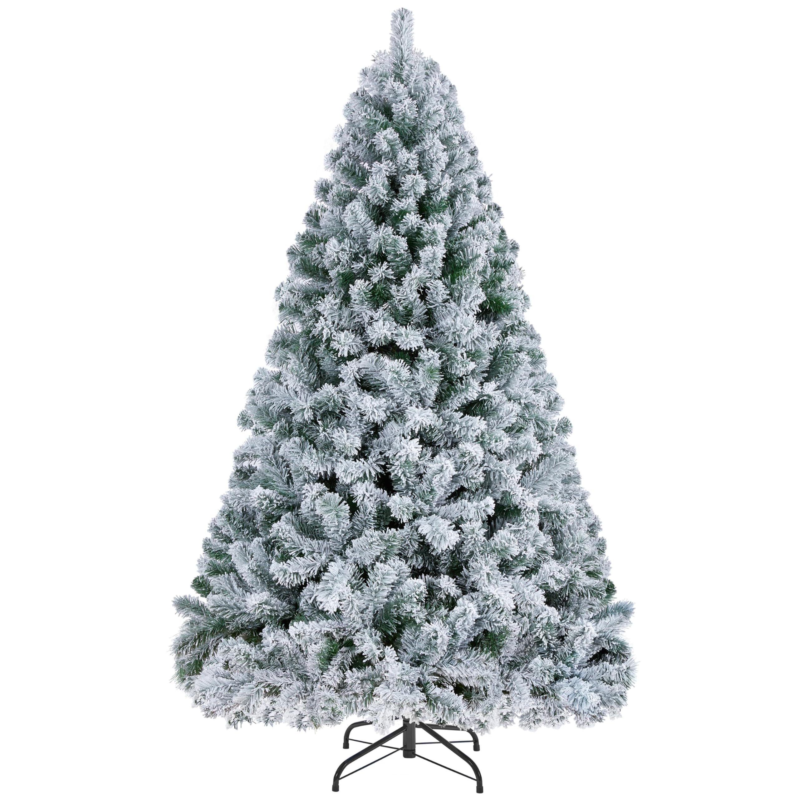 Yaheetech 5ft Snow Flocked Artificial Tree, Foldable Stand, Green & White