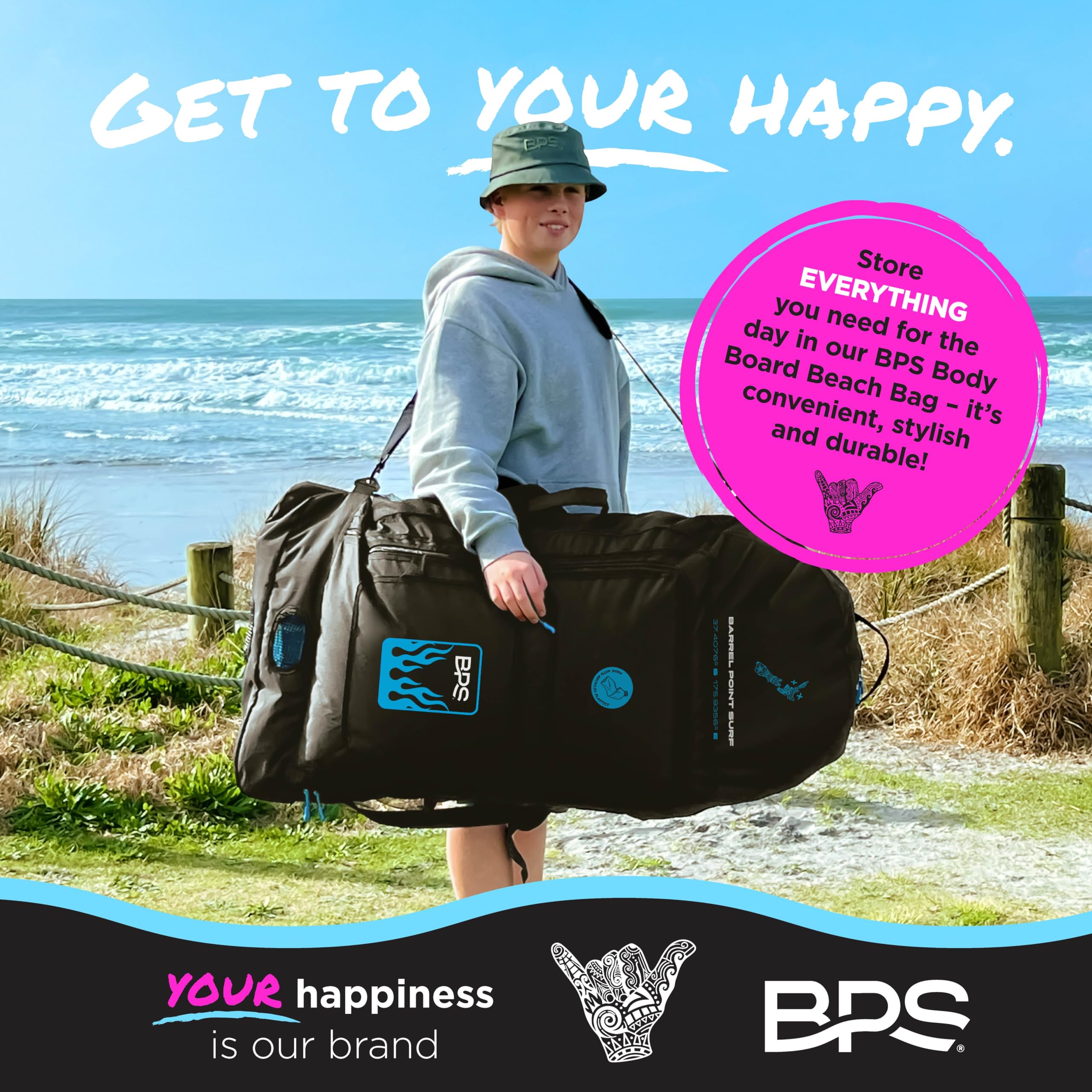 BPS Bolsa de bodyboard de Nueva Zelanda con capacidad de 2 a 3 tablas, hecha de plásticos reciclados, ayuda a eliminar los residuos de vertederos y océanos