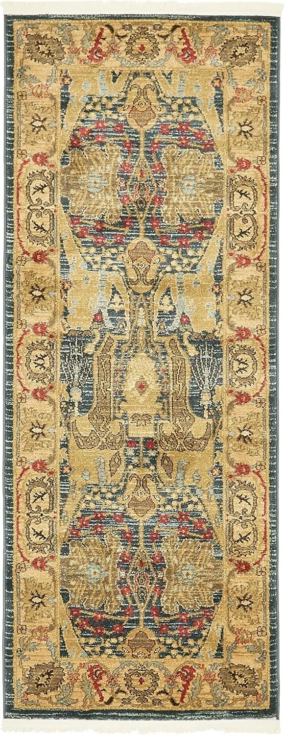 Unique Loom Sahand Collection Traditional Geometric Classic Navy Blue Runner Rug (2' 7 x 6' 7)