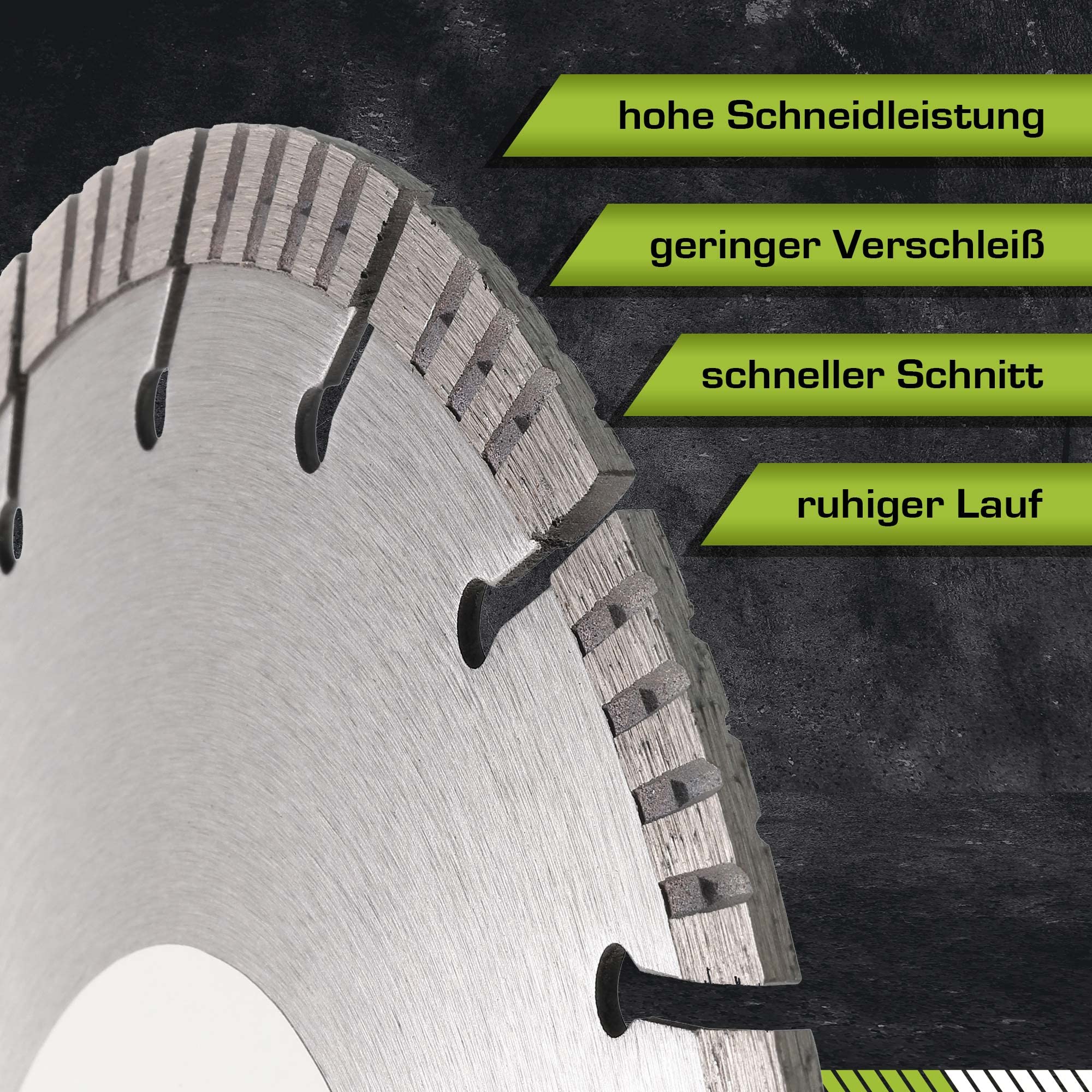 Disco De Diamante Turbo De 230 Mm Para Cortar Hormigón - Segmentos De 15 Mm, Para Corte En Seco O Húmedo