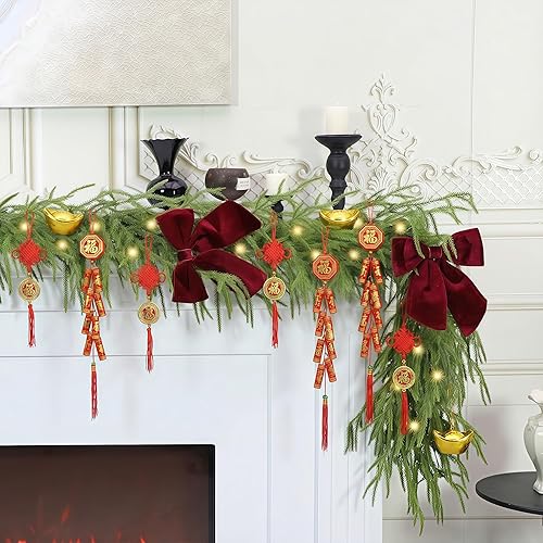 Miniatura 4 de Decoraciones para el día de San Valentín de 9 pies, decoración de año nuevo lunar chino 2026, guirnalda de Navidad con luces, guirnalda de pino