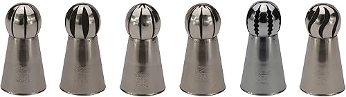 Ateco Tubo de flores de un solo paso que incluye acero inoxidable, juego de 6 puntas de bola rusas