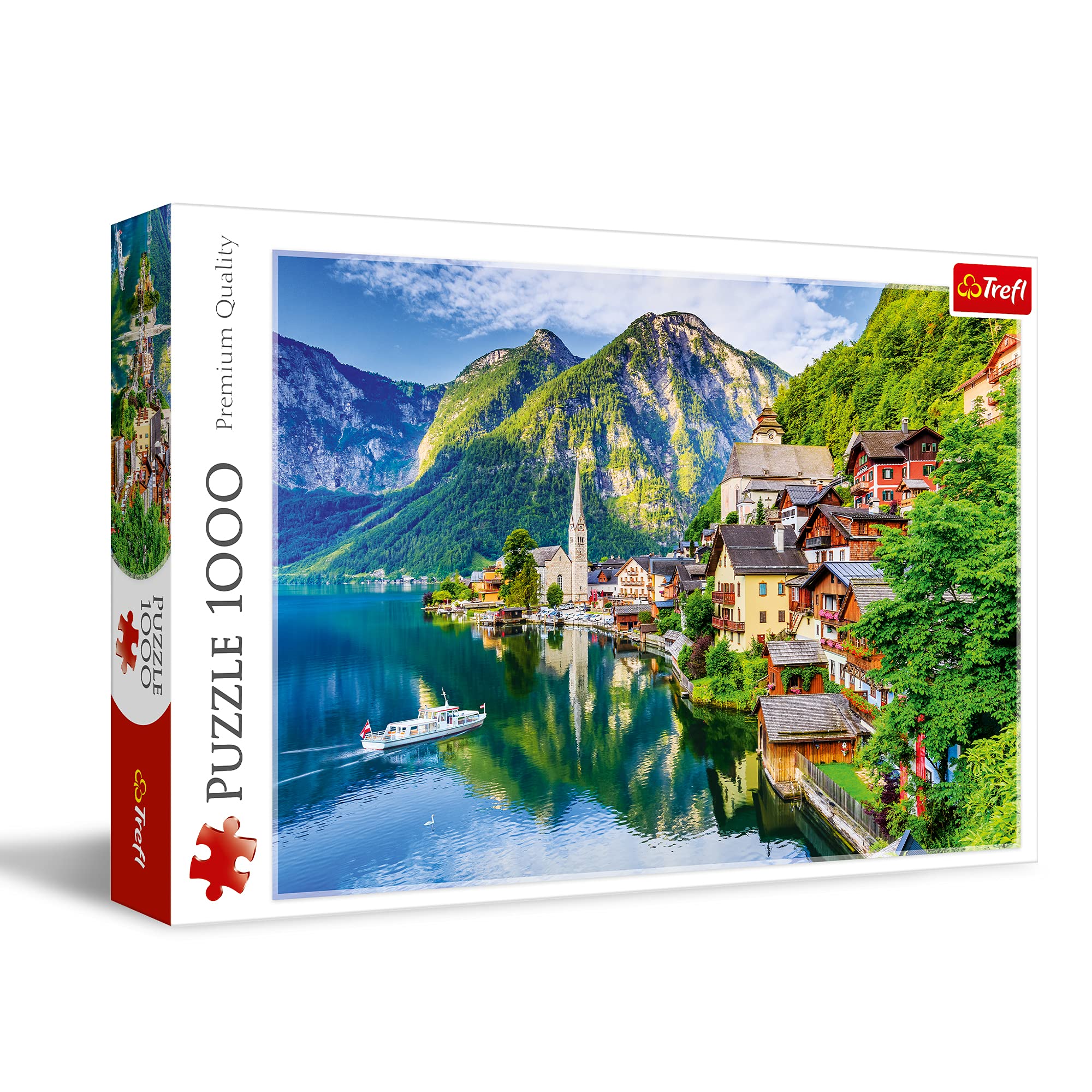 Trefl - Hallstatt, Austria - 1000 Elementów, Widok na Alpy, Jezioro, Widok na Miasteczko, Układanka DIY, Kreatywna Rozrywka, Prezent, Zabawa, Puzzle Klasyczne dla Dorosłych i Dzieci od 12 Lat