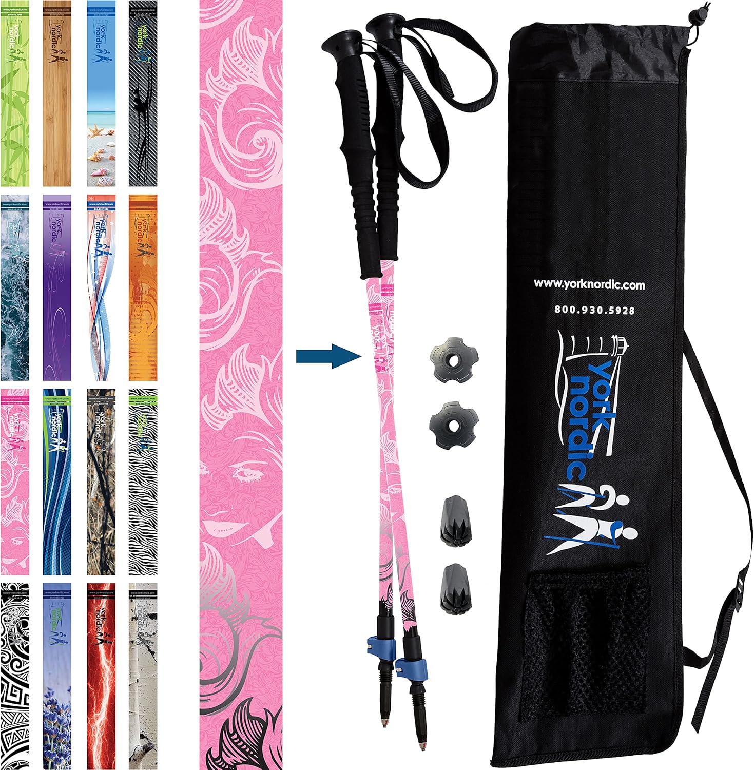 Lightweight Adjustable Nordic Walking Poles with Foam Grips & Travel Bag Lightweight Adjustable Nordic Walking Poles with Foam Grips & Travel Bag