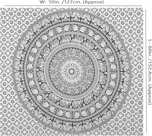 Miniatura 4 de RAJRANG - Tapiz de mandala pequeño para colgar en la pared, diseño de elefante gris, tapiz hippie de playa, 30 x 40 pulgadas