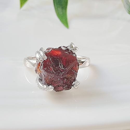 Miniatura 19 de Natural raw black tourmaline adjustable finger ring with white gold over 925 sterling silver, perfect October birthstone gift for her, Uniquelan
