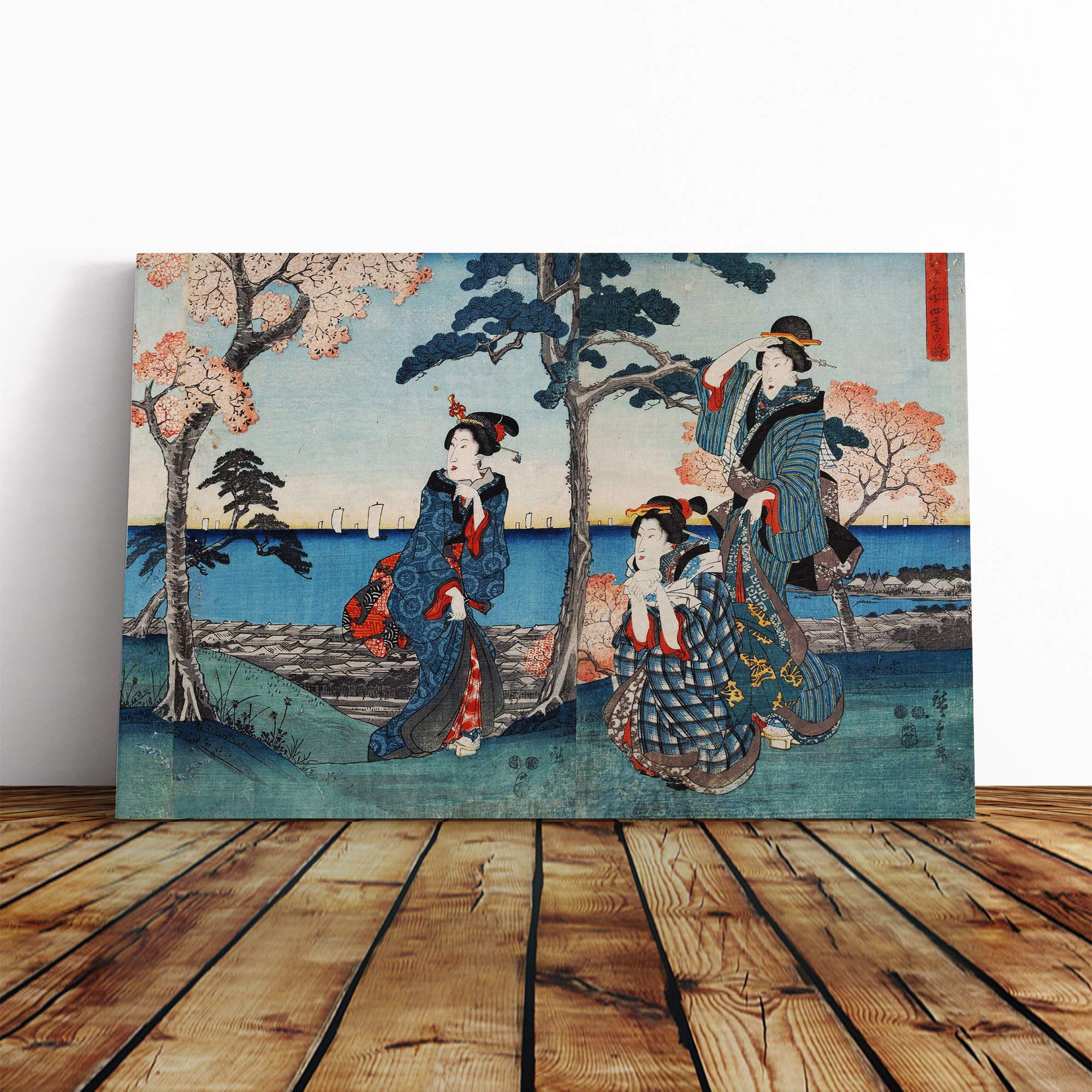 Wall Hiroshige Japanese Oriental Art (2) Canvas Print | Gallery Wrapped 30mm Frame Wall Art | 20x14 inches | Ready to Hang | Asian Picture | Living Room Bedroom Lounge Office