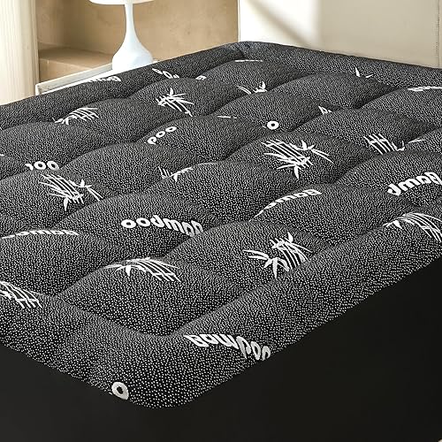 Cubrecolchón tamaño Twin de viscosa derivada del bambú, almohadilla superior suave y gruesa tipo Pillow Top para colchón para dolor de espalda,