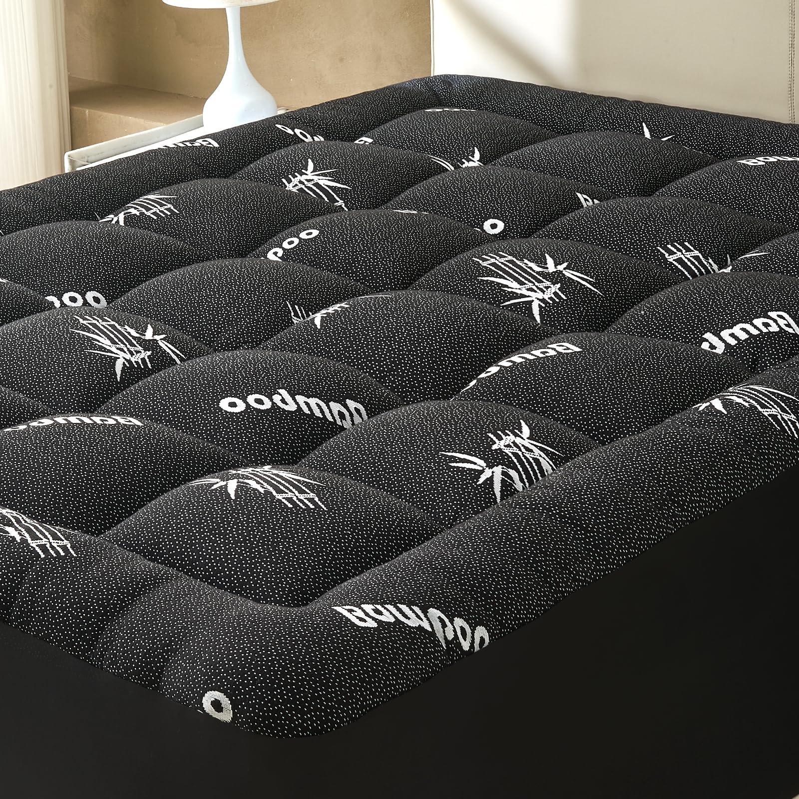 SurChic Queen Size Mattress Topper Viscose Derived from Bamboo Soft Thick Pillow Top Mattress Pad Cover for Back