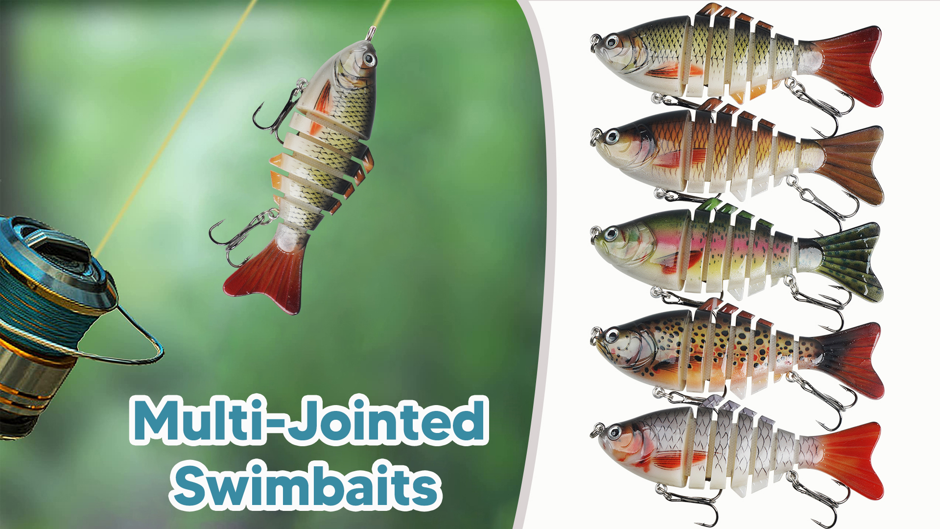 Fishing Lures for Bass Trout Walleye, 5pcs Segmented Multi Jointed Swimbaits Fish-Slow Sinking Bionic Hard Bait Swimming Fishing Lures with Treble Hooks Artificial Lures for Freshwater Saltwater : Sports &