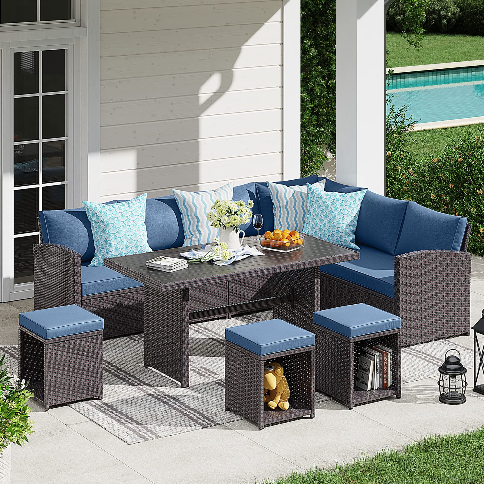 Buy JOIVI Patio Furniture Set, 7 Piece Patio Dining Sofa Set, Outdoor