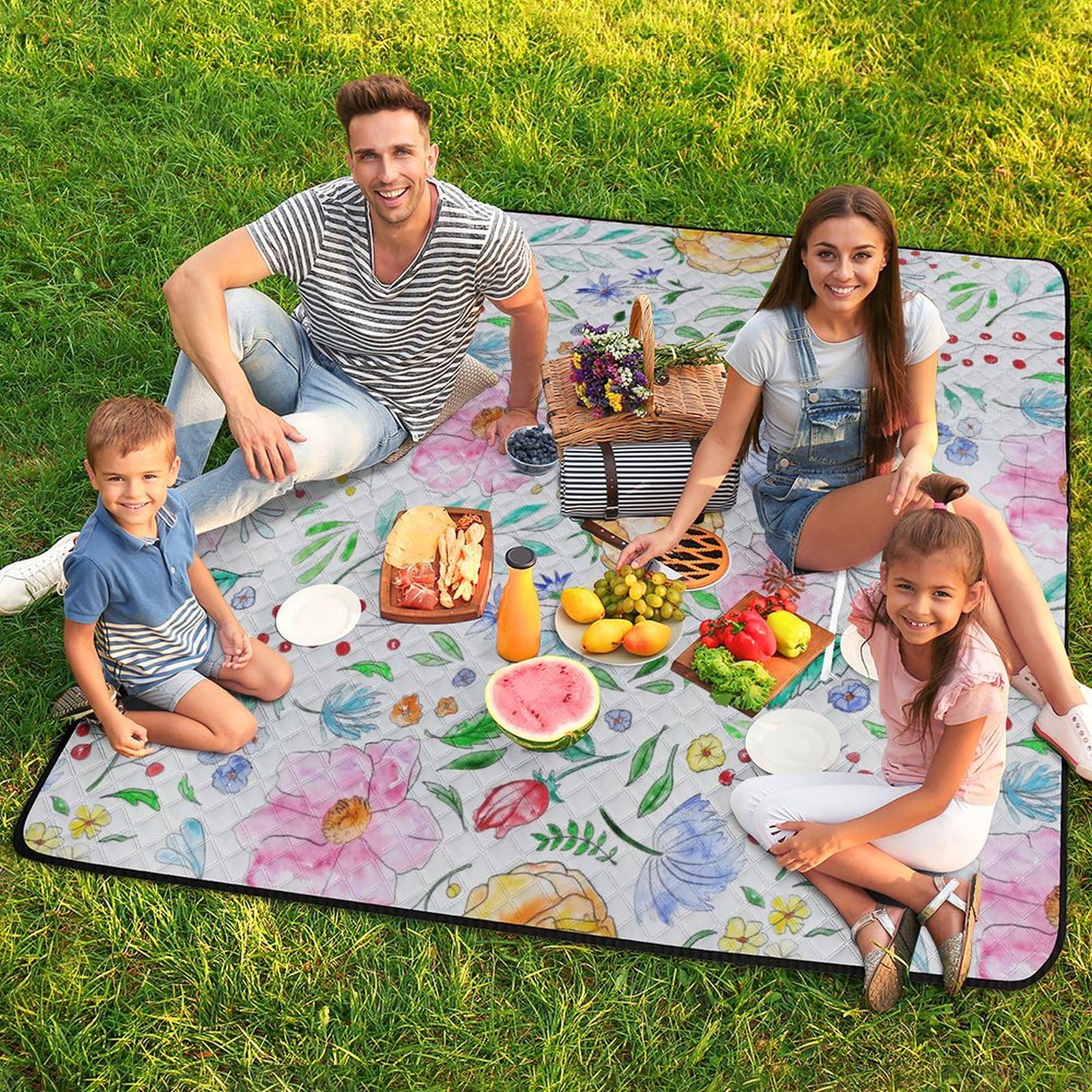 3D Impression Fleurs Contexte Couverture Pique Nique Tapis De Plage Anti Sable Tapis Plage Plaid Pique Nique pour Camping, Parc, Jardin, Plage 200x200cm