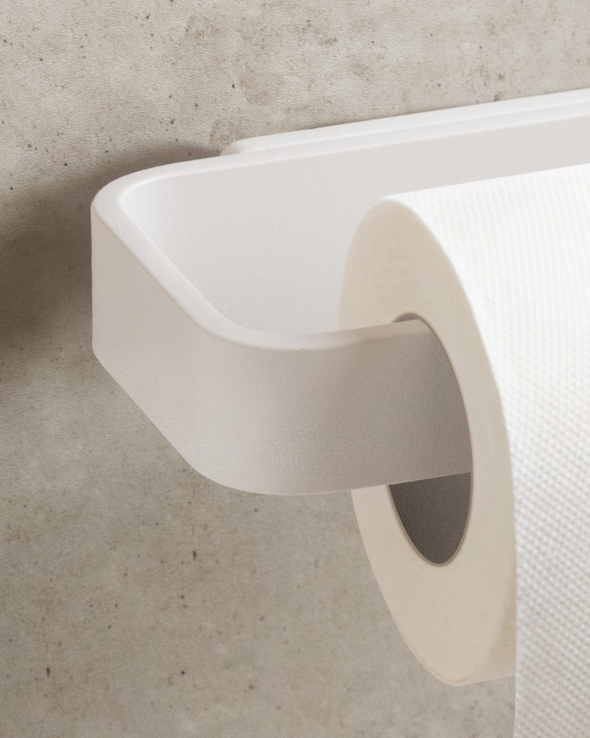KAZAI. Uchwyt na papier toaletowy bez wiercenia | Uchwyt na papier do przyklejenia | Uchwyt na rolki do łazienki | Wieszak na papier toaletowy z metalu | Biały