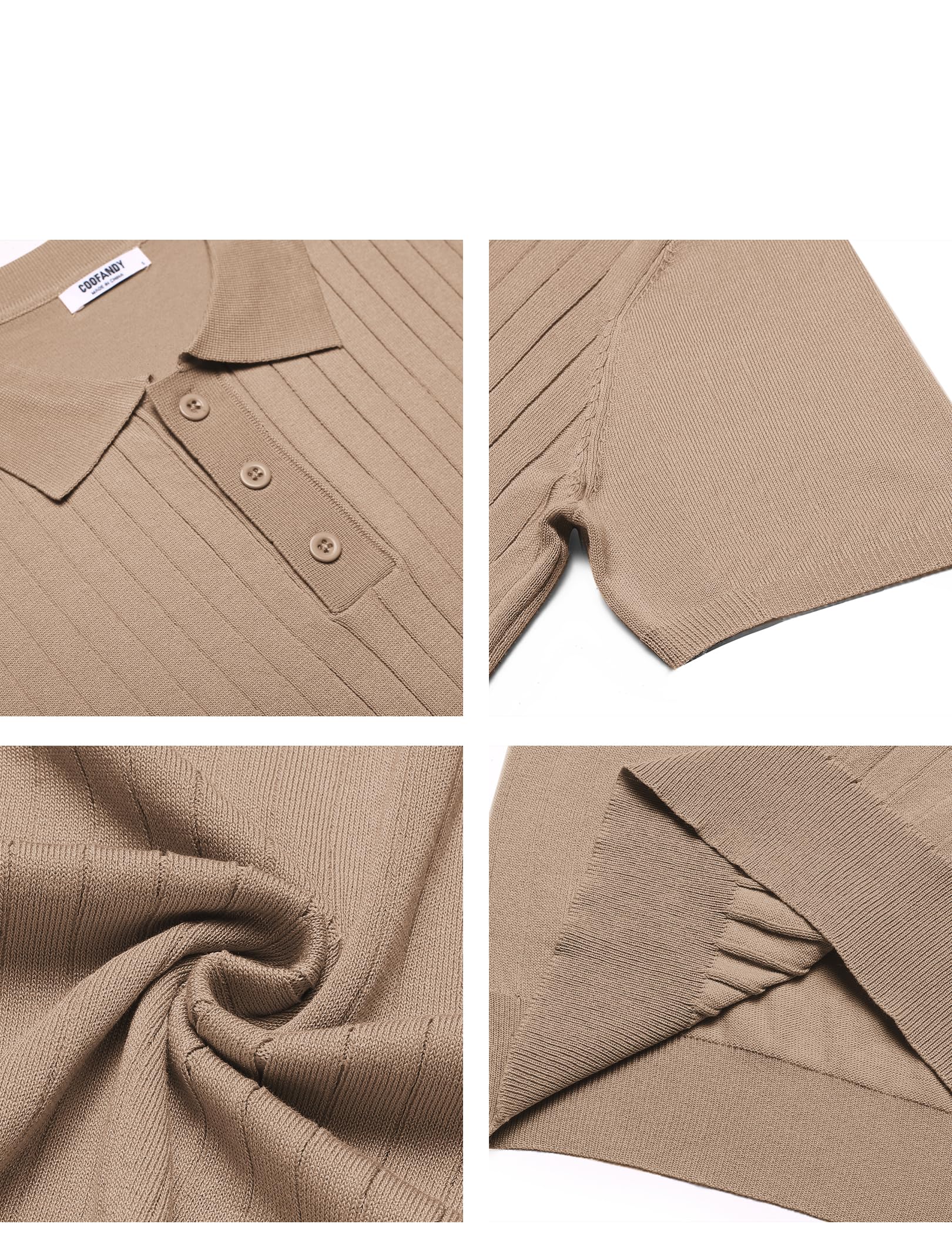 COOFANDY Polo Homme Été Tricoté Manches Courtes T-Shirt Golf Stretch Slim Fit Décontracté